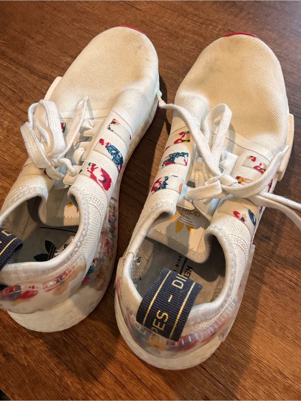 adidas White Sneakers with Multicolor Floral Accents